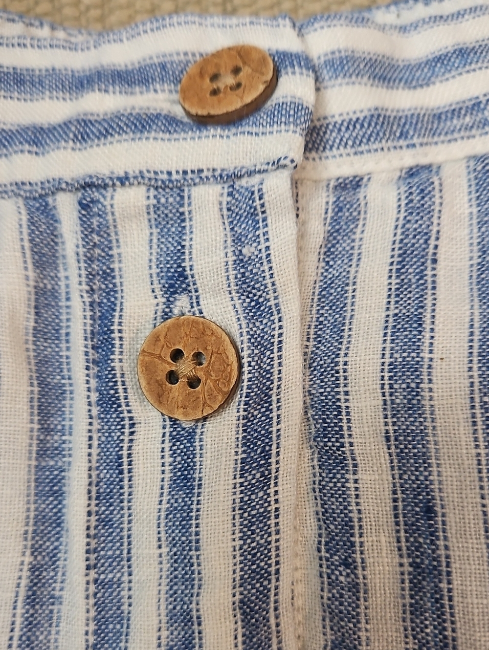 Faherty Whitley Linen Button Front Skirt Blue Low Tide Stripe Women's Large - Picture 10 of 14